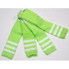 Neon green with white triple striped knee high socks 